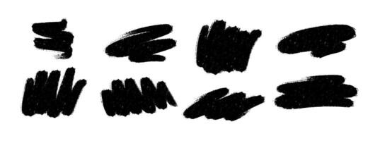 Hand-drawn brush strokes with playful squiggles. Ink underlines and marker swoosh effects. Flat illustration isolated on white background. vector