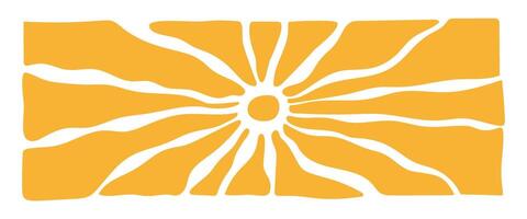 Groovy sunburst pattern with retro sunshine rays. Vintage summer waves in abstract shapes. Flat illustration isolated vector