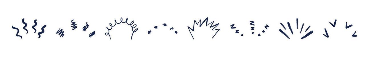Manga-style speed lines with sketchy movement marks. Cartoon motion elements and fun action stroke. Flat illustration isolated on white background. vector