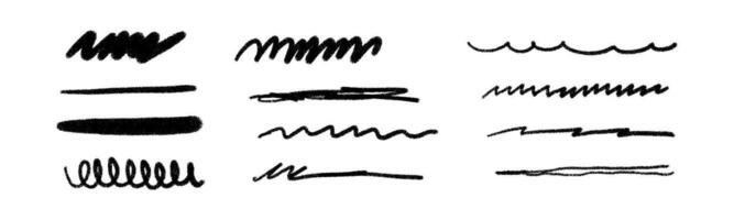 Hand-drawn scribble texture with crayon, pencil, and charcoal strokes. Chalk doodle effect, rough sketch marks and paint brush lines. Flat illustration isolated on white background. vector