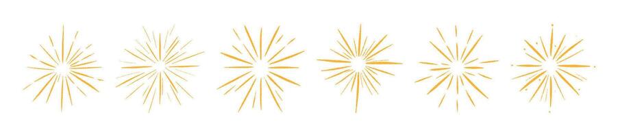 Radiating solar emblem with luminous flare patterns. Circular energy motif showcasing dynamic beams. Flat illustration isolated on white background. vector
