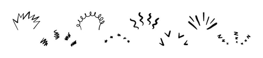 Cartoon motion elements with comic sketch effects. Dynamic movement lines for character action. Flat illustration isolated on white background. vector