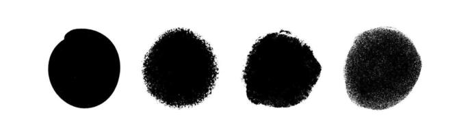 crayon texture round grunge brush. Circular paint splashes in crayon textures. Flat illustration isolated on white background. vector