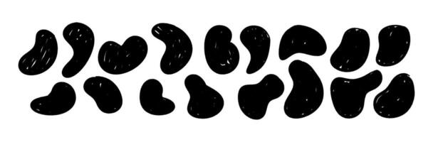 Organic irregular blobs with fluid splat shapes. Random abstract stains in round liquid forms. Flat illustration isolated on white background. vector