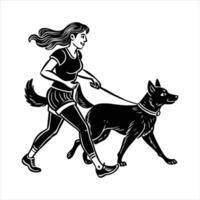 Woman Running With Dog vector