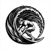 Surfer crouching low vector