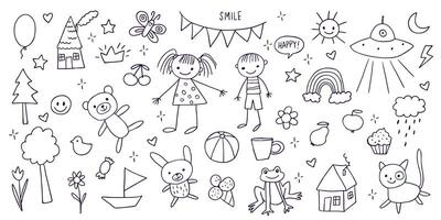 Hand-drawn and full of joy, this playful art is great for cards, books, prints, and kids' stuff. vector