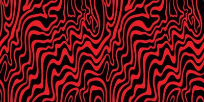 Abstract trippy red and black psychedelic background with melting and distorted wavy lines. vector