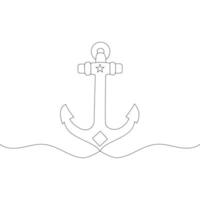 A single unbroken line in ship anchor art represents the enduring support an anchor provides to ships vector