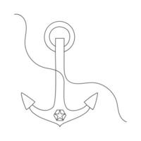 Ship anchor single-line art conveys a sense of safety, stability, and the deep connection to the ocean. vector