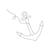 In ship anchor single-line art, a single stroke forms a timeless symbol of resilience and grounding vector