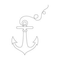 The flowing line in ship anchor single-line art reflects the unwavering strength of an anchor at sea vector