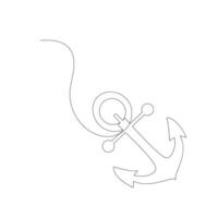 A seamless line in ship anchor single-line art represents security and a firm hold amidst the waves vector