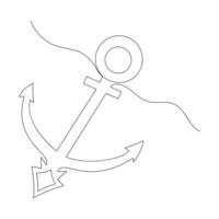 Through one continuous stroke, ship anchor single-line art captures the essence of protection and trust vector