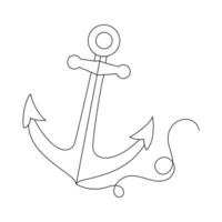 Ship anchor single-line art blends simplicity and depth, portraying reliability with just one fluid line. vector