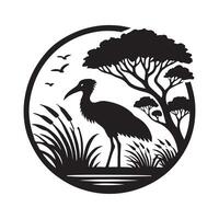 High Resolution Jabiru Silhouette for Print vector