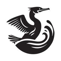Double Crested Cormorant Silhouette for Custom Design vector