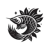 Arowana Fish Black Silhouette for Web Design vector