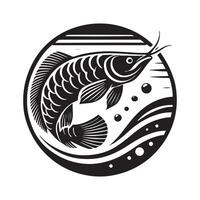 Arowana Fish Silhouette for Print and Digital Use vector