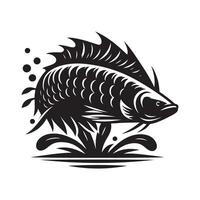 High Resolution Arowana Silhouette Illustration vector