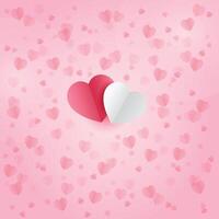 Happy valentine day on pink background filling with hearts. Love, platform. Abstract mockup product display. Minimal scene vector