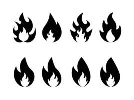 Set of Nine Simple Fire Icons vector