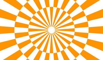 Radiating orange and white burst background design for eye catching visuals and retro themed graphic content vector