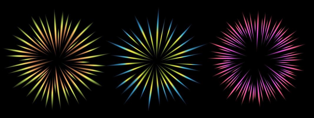 Comic blur rainbow motion lines with radial focus for high energy effects. Flash Explosion. comic high speed ray, design for manga and anime graphics on a black background
