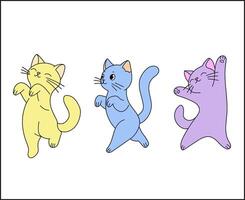 Three cats in different poses and colors. vector