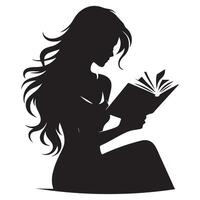 Silhouette of a Woman Reading Book Graphic Study vector