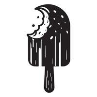 Silhouette Drizzled Ice Cream Bar Illustration with Bite Taken vector