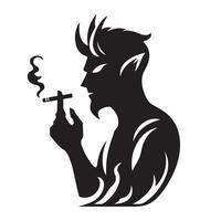 Silhouette Devil Smoking Art Illustration Smoking Devil Character vector