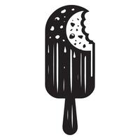 Silhouette Chocolate Ice Cream Bar Illustration with Bite Taken Design vector