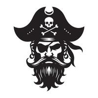 Pirate Captain with Beard Illustration Jolly Roger Design vector
