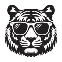 Cool Tiger with Retro Sunglasses Art Modern Design vector