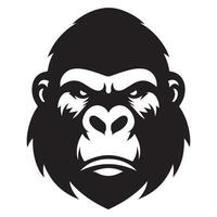Grumpy Gorilla Face Art Silhouette for Bold Logo Design vector
