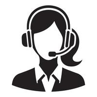 Female Customer Service Silhouette Illustration with Headset vector