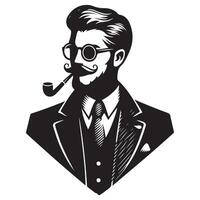 Sophisticated Gentleman Art Illustration of Distinguished Man Silhouette vector