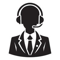Professional Customer Service Representative Silhouette with Headset Illustration vector