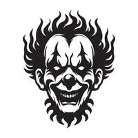 Creepy Clown Art Face Illustration Design for Halloween vector