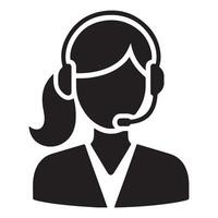 Customer Service Support Representative Silhouette Illustration with Headset vector