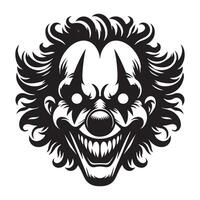 Terrifying clown face illustration for halloween horror concept design vector