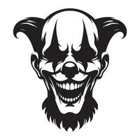 Grinning Clown with Beard Silhouette Art Illustration vector