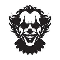 Menacing Halloween Clown with Creepy Grin Illustration Graphic vector