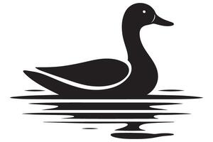 Black Duck Silhouette on Water Illustration Simple Design vector