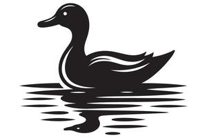 Simple Duck Floating on Water Silhouette Illustration vector