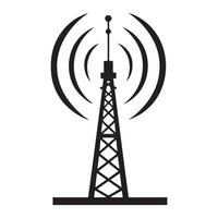 Communication Tower Silhouette Illustration for Network Broadcasting vector