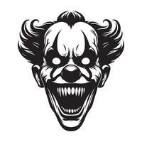 Creepy Scary Clown Illustration with Sharp Teeth for Halloween vector