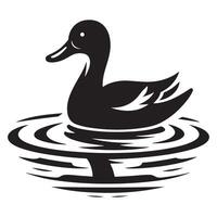 Elegant Duck Floating on Water Illustration Silhouette Design vector