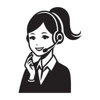 Smiling Customer Service Agent with Headset Art Design vector